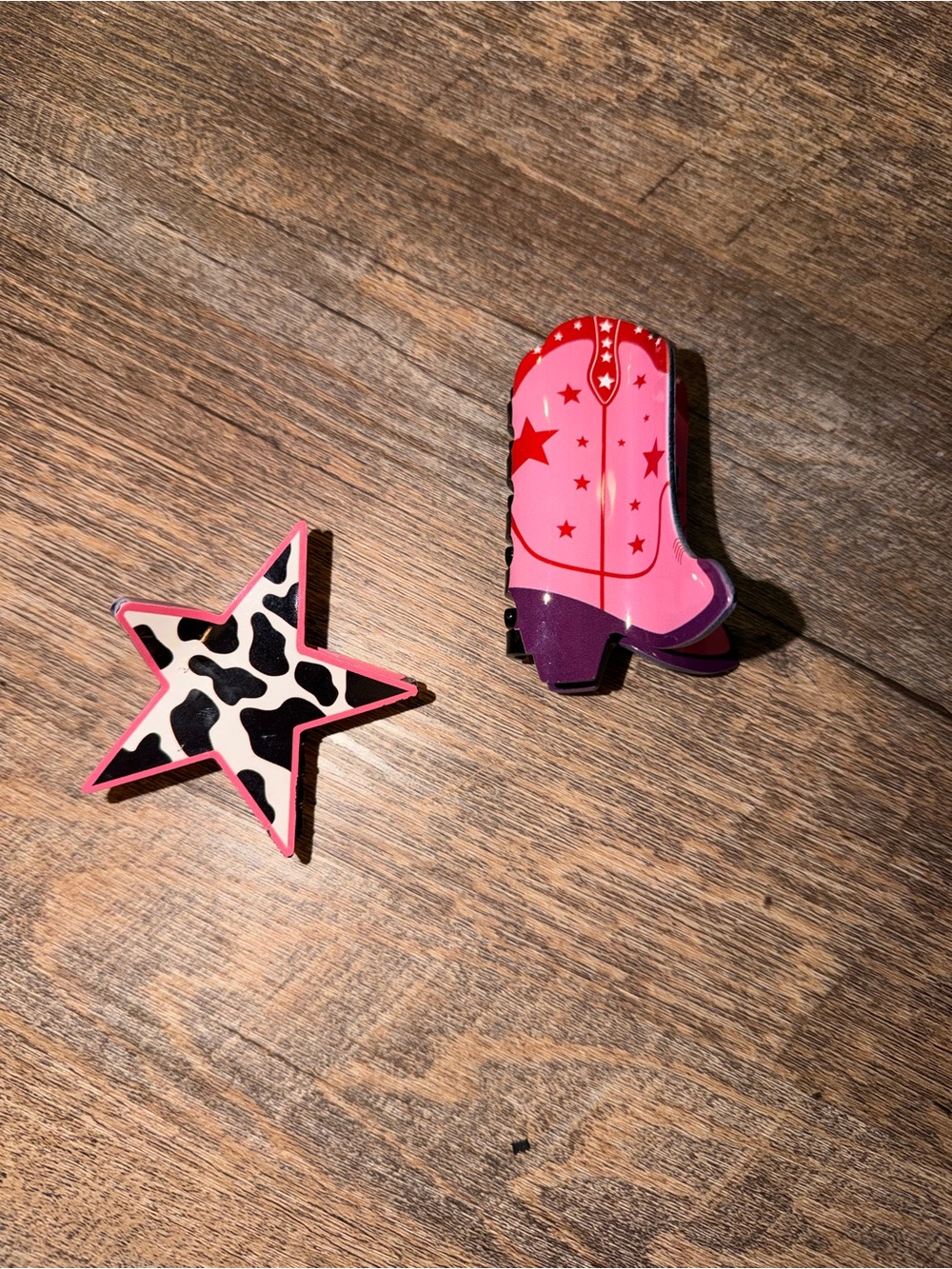 Cow Print Star and Pink Cowboy Boot Pin Set